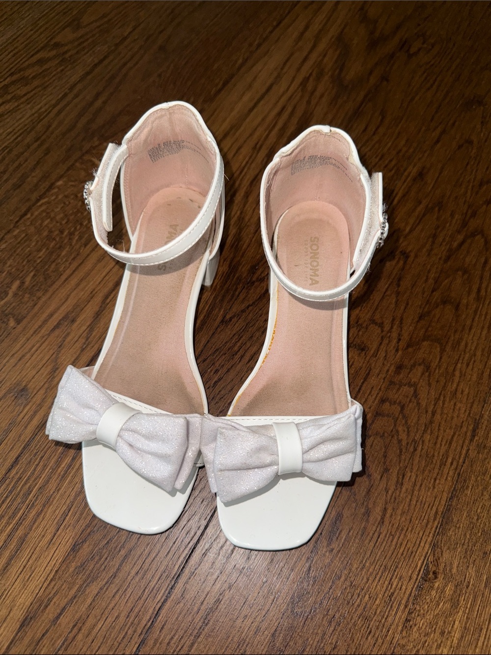 Sonoma Girls White Bow Ankle-Strap Dress Sandals